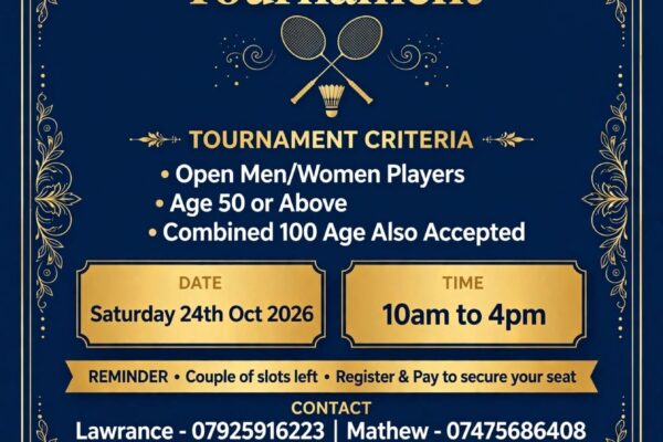 Over 50? Royals Stevenage Invites You For Senior Badminton Tournament