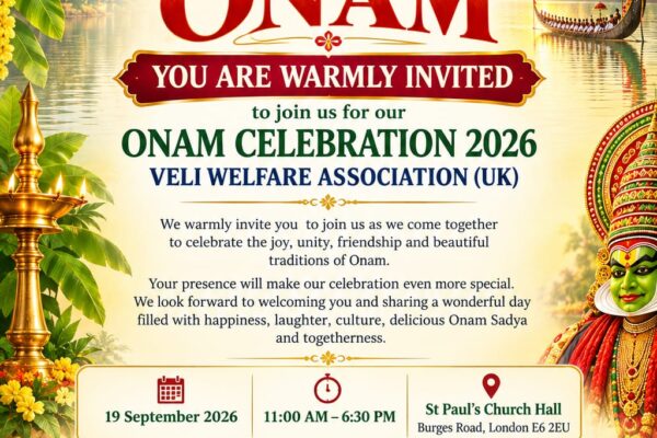 Veli Welfare Association (UK) Onam Celebration on September 19