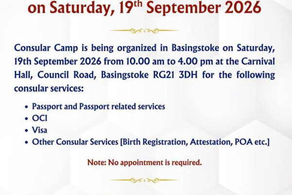 High Commission of India’s Consular Camp in Basingstoke on 19 September